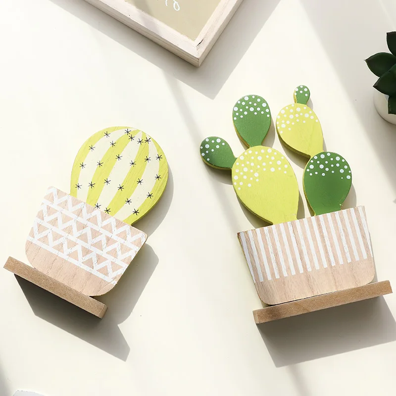 Деревянная модель кактуса необычные настольные украшения для растений