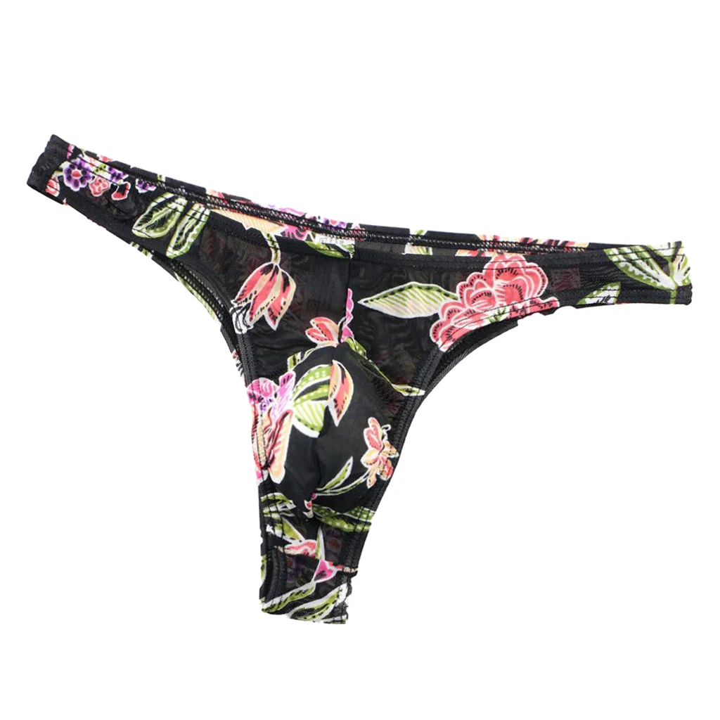 Мужские стринги с низкой посадкой цветочные удобные бикини нижнее белье дышащие