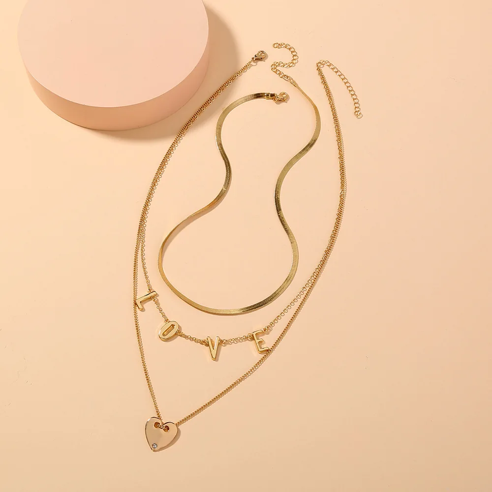 

Fashion Ins LOVE Personality Multi-layer Necklaces Love Pendant Layered Necklace Jewelry For Women Birthday Gift