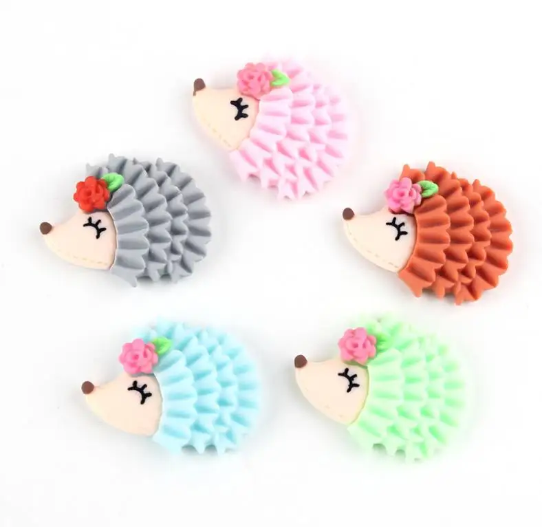 Kawaii плоская задняя часть ёжик из смолы мультфильм сторона кабошоны украшения
