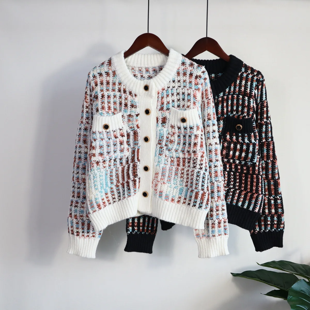 

Runway Designers Tops for Women 2021 Autumn Winter Elegant O-neck Knitted Cardigan Sweater Mujer Korean Fashion Winter Clothes