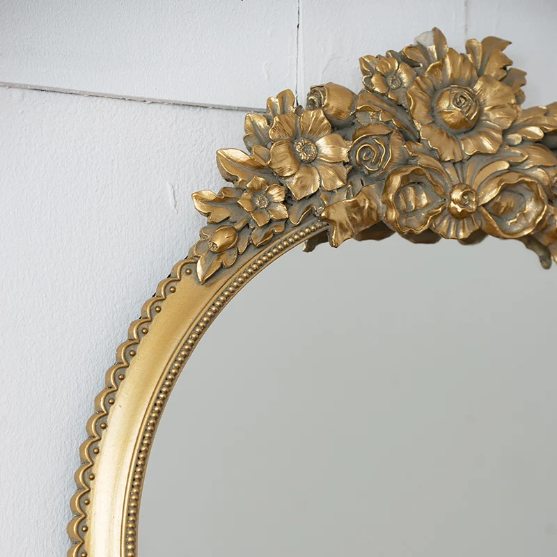 Французское винтажное резное Золотое круглое настенное украшение с бантом