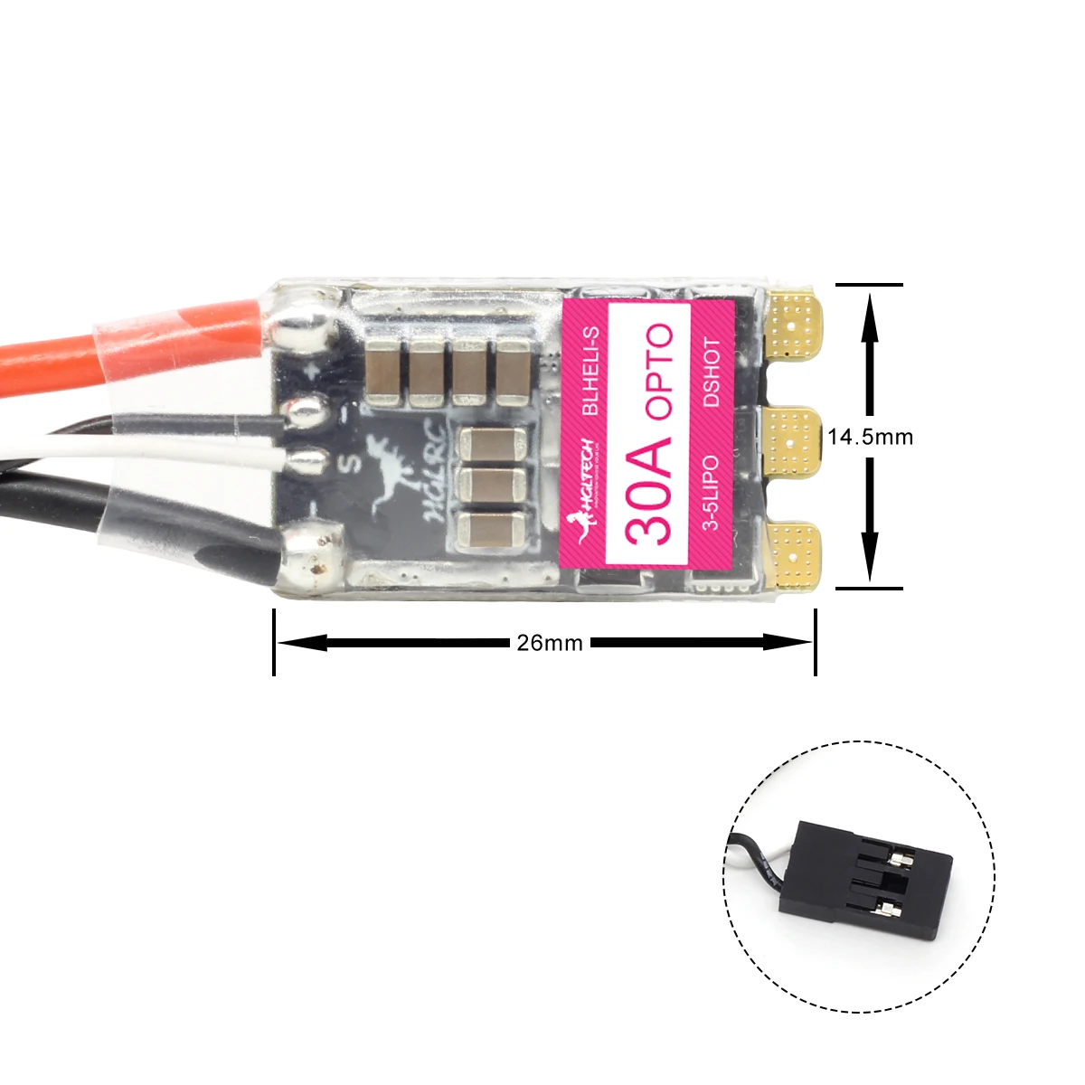 Piezas de repuesto para Dron de carreras, 26x14,5mm HGLRC 30A 30AMP 3-5S blheli 16,5 BB2 DSHOT600 sin escobillas ESC para RC FPV Freestyle, DIY-3