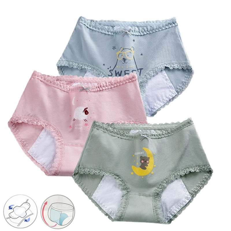 

Cotton Menstrual Panties Leak Proof Period Underwear Women Middle Waist Seamless Briefs with Breathable Holes Plus Size