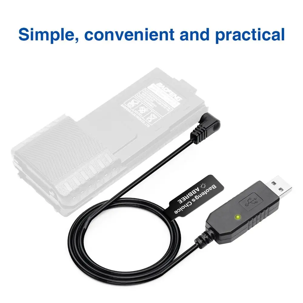 Обновленный USB-кабель Baofeng с индикатором для рации BaoFeng UV-5R 3800 мАч BL-5L аккумулятор