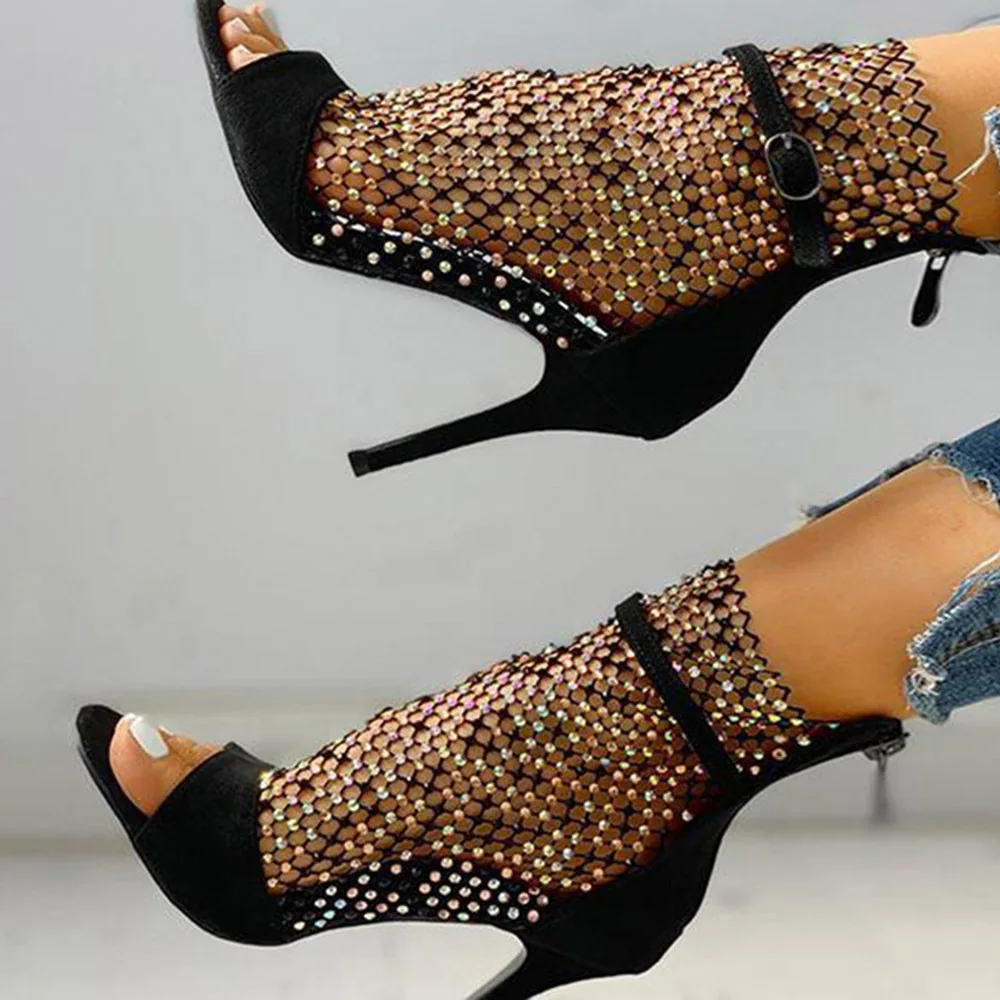 

2021 Summer Back Zipper Sexy Fish Mouth High Heel Rubber French Black Cool Sandals Female 1172449 women boots summer