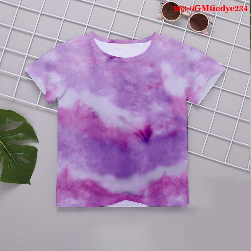 

New Arrival Girls Tie Dye 3D T Shirts Kids Tshirt Fashion T Shirt Boys Baby Girl Casual Clothes Kawaii Clothing Birthday Tshirt
