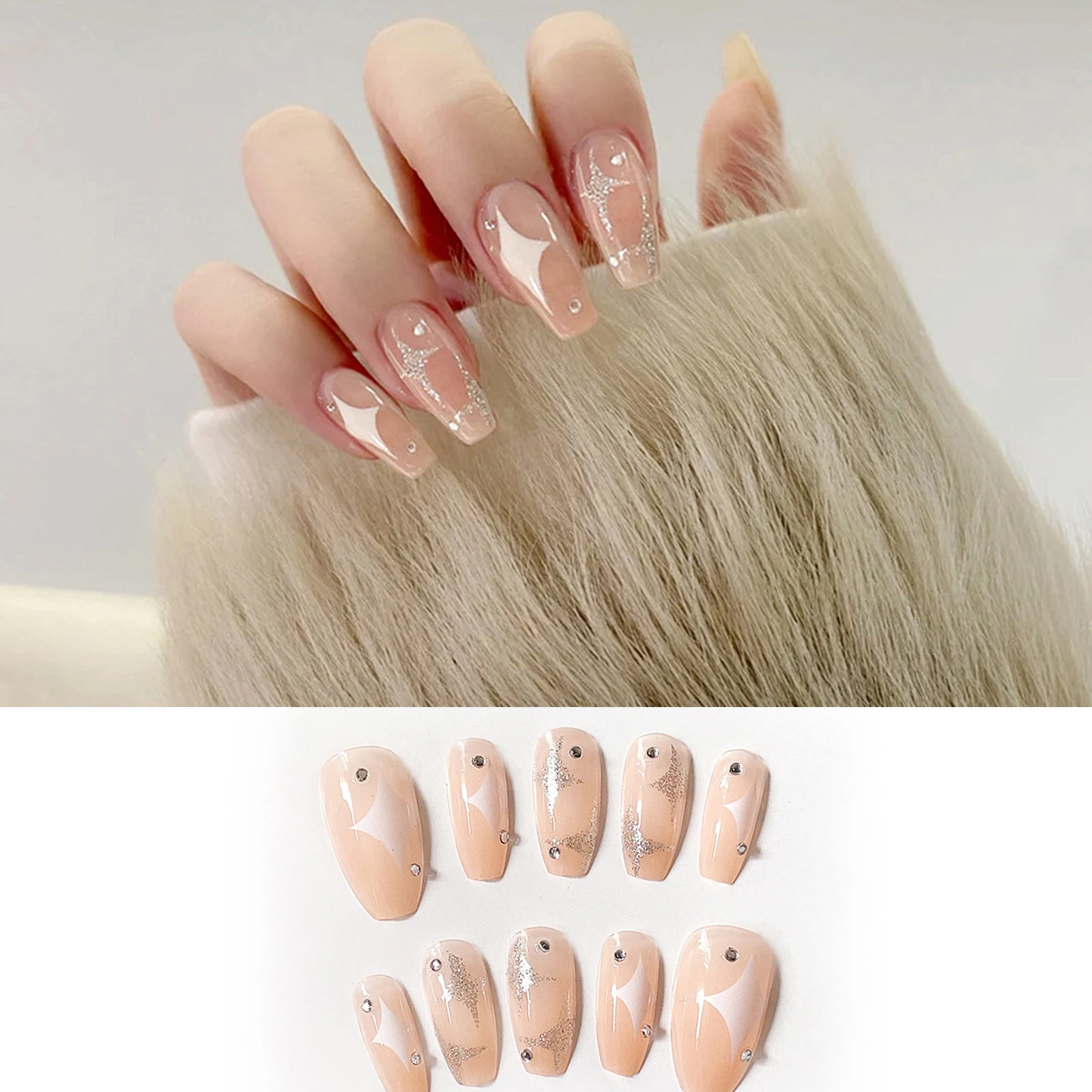 

24pcs Detachable False Nails Star Ballerina Wearable Fake Nails Full Cover Nail Tips