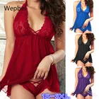 Wepbel сексуальный лифчик для Для женщин Ночная рубашка размера плюс платье + трусики Комплект Сетчатое платье с открытой спиной домашнее белье халат и Свободная Домашняя одежда набор