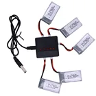 Литий-полимерный аккумулятор 3,7 в, 380 мАч и (5 в 1) Запасные части для зарядного устройства Hubsan X4 H107 H107L H107D JD385 JD388, аккумулятор для радиоуправляемого дрона 752035 25C