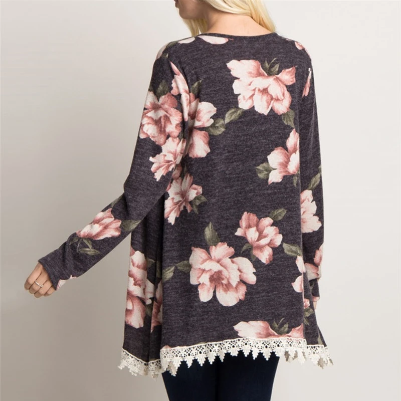 Осенний цветочный женский Кардиган с длинным рукавом 2018 повседневный элегантный