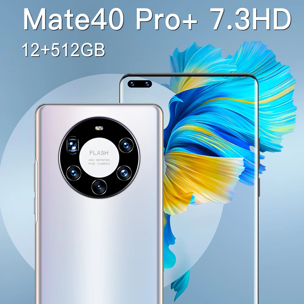 

Mate40 Pro+ 7.2 inch Smartphones Android10 12GB+512GB 5G LET Mobile Phone MTK6889 10-Core 5800mAh Dual SIM Cellphones