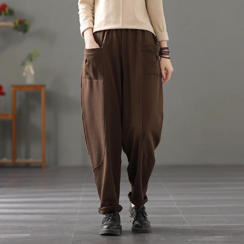 Художественные хлопковые спортивные шаровары в стиле ретро женские свободные