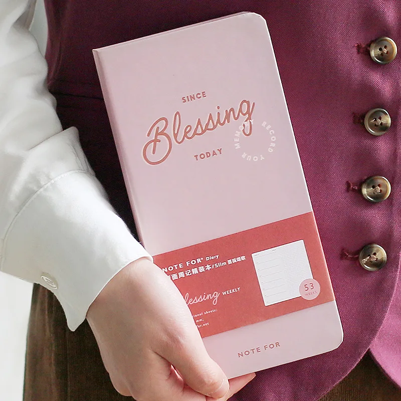 

Gentle Color Weekly Diary Book Pocket Hardcover Notebook 168P DIY Undated Half Year Plan+Monthly Weekly Planner