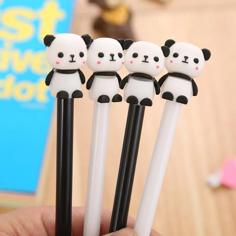 1 шт. Kawaii мультипликационная гелевая ручка Панда силиконовая головка черная