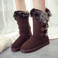 tophqws winter high boots women 2021 plus velvet keep warm mid calf snow boots female flat platform booties thicken winter shoes