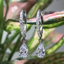 Huitan Delicate Pear CZ Drop Earrings Women Crystal High Quality Versatile Fine Gift Love Fashion Jewelry Daily Party Earrings