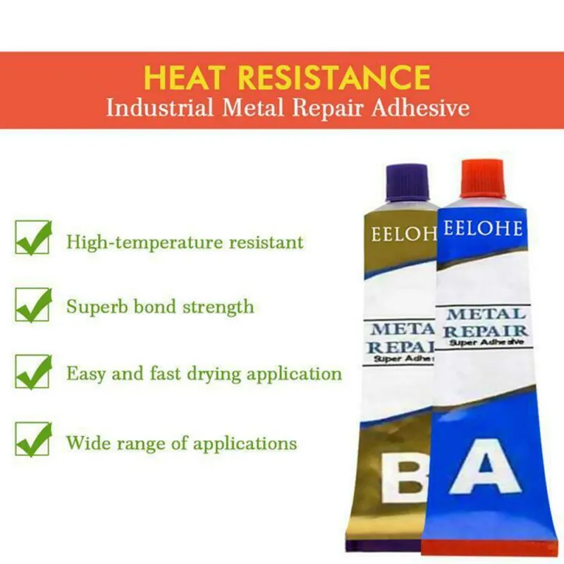 

2Pcs A+B Metal Repairing Glue Adhesive Super Glue Iron Steel Auto Radiator Water Tank Special leakage Plugging Welding Glue