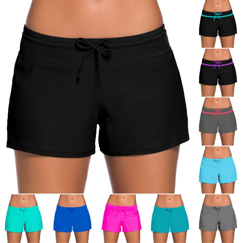 

Swimming Trunks Women Swim Shorts Swimming Shorts Solid Color Swimsuit Pants Women Sports Running Beach Short Plus Size
