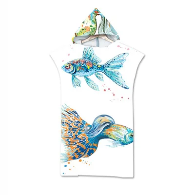 

Cute Print Microfiber Wetsuit Changing Robe Poncho Hood Beach Towel Qick Dry Hooded Towels For Swim Beach Surf Beachwear