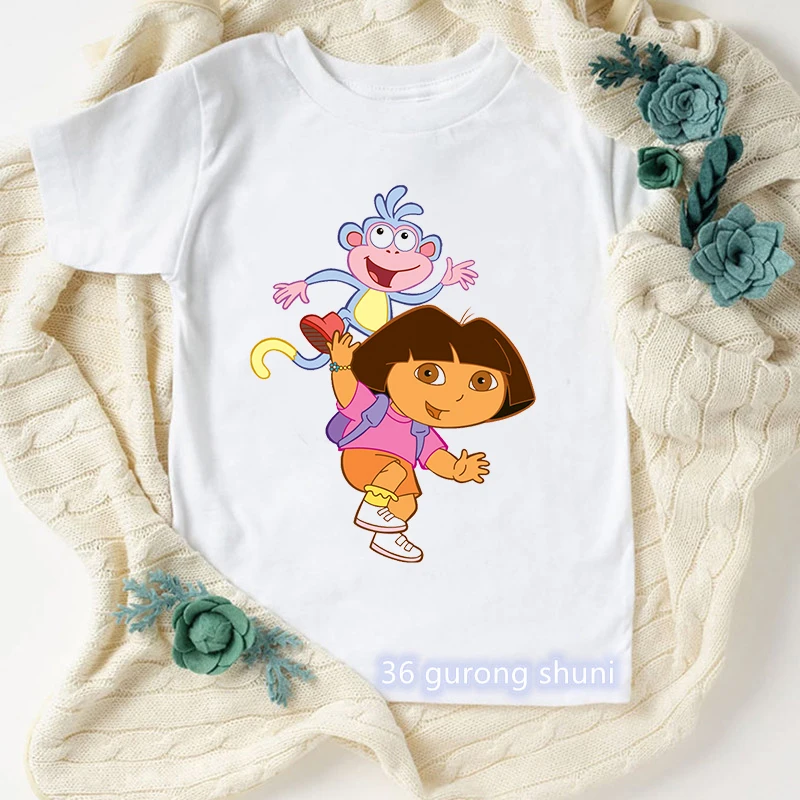 

New Summer Style T Shirt Fot Girls Cute Dora Explorer Girl Graphic Print Girl Clothes Vogue Aesthetic Girls Tshirt Camisole Tops