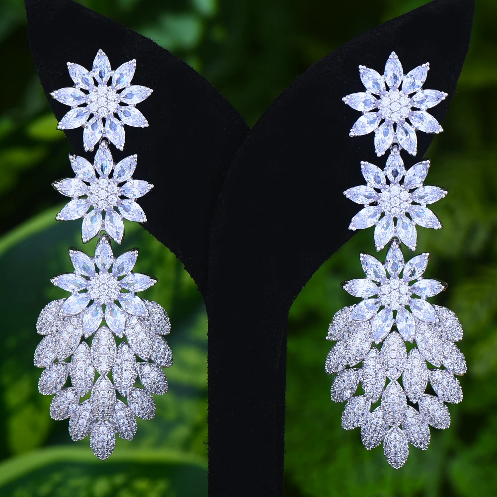 Женские серьги с подвеской Siscathy подвески в виде снежного цветка AAA CZ свадебные