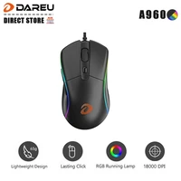 dareu a960 gaming mouse 65g lightweight led rgb backlight mice with aim3337 18000pmw3336 12000 dpi 50 million click times