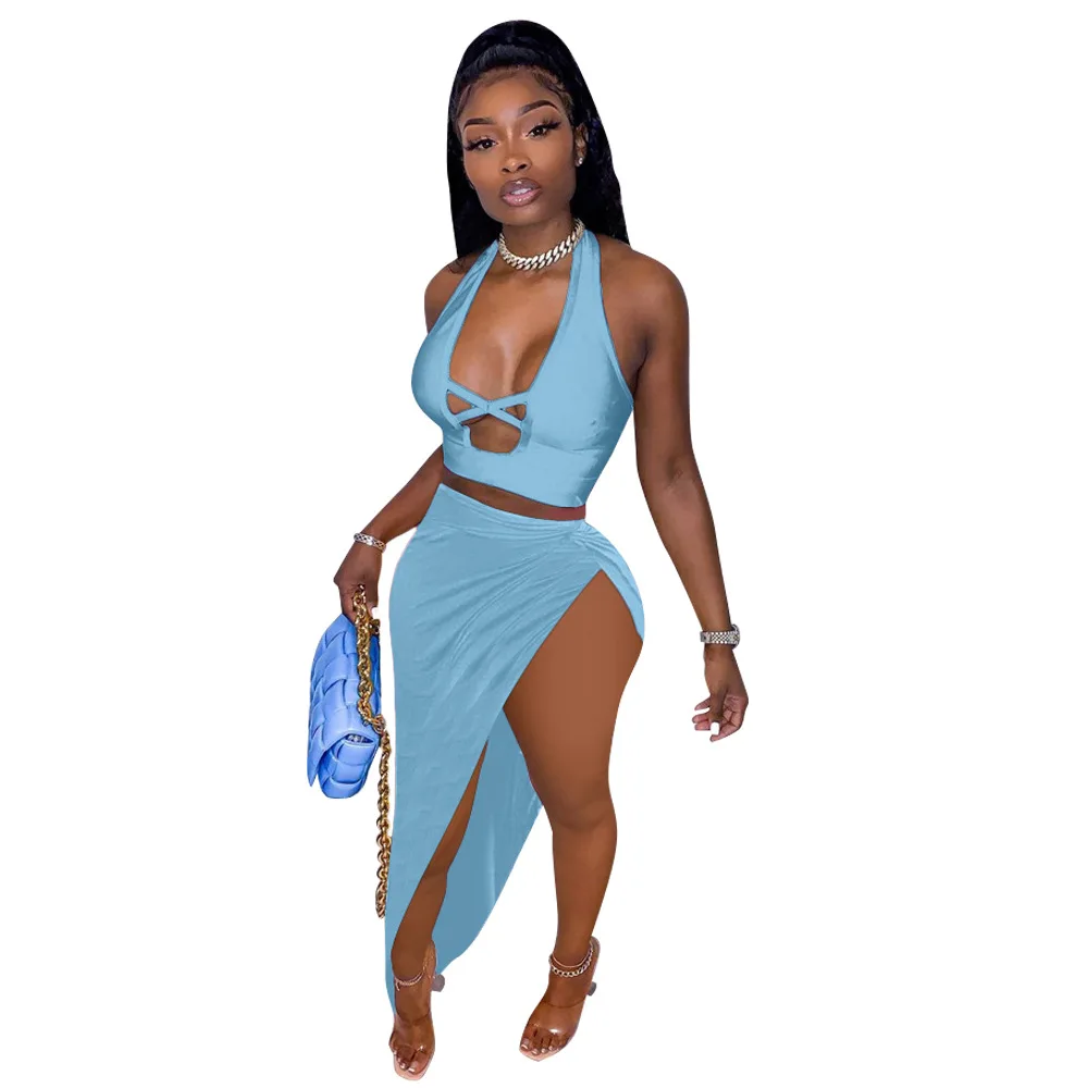 Для женщин сложены два комплект из 2 частей пикантные Клубные топы и высоким