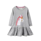 Детское осенне-зимнее платье для девочек, с принтом в виде животных