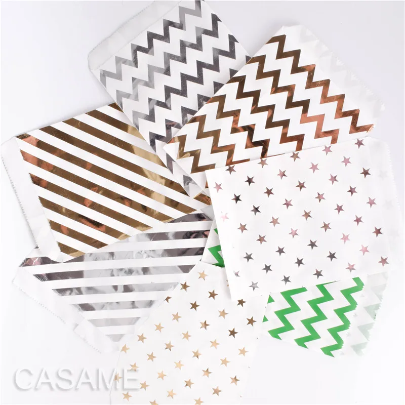 Пакеты из крафтовой бумаги 25 шт. Золотые полоски свадебный подарок товары для дня