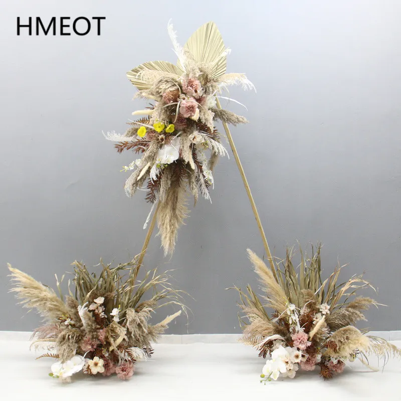 Новый Сушеный Цветок большая пампасная трава Веерообразный лист искусственная