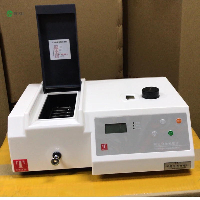 

721Visible Spectrometer Wavelength 325-1050nm UV Spectrophotometer Tester Precision UV-Vis Photometer with Analyser Cuvette Kit