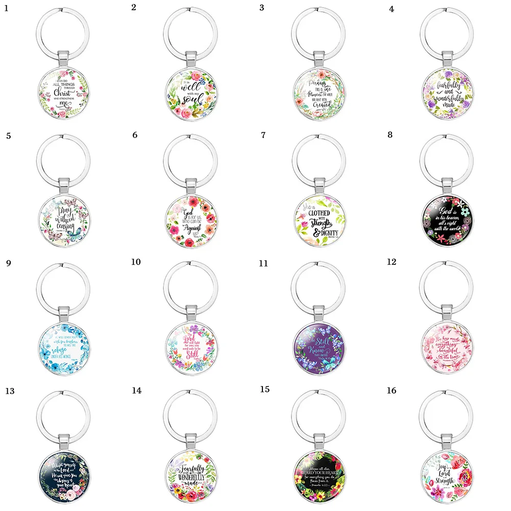 Новые Библейские стихи брелки ручной работы стеклянные для ключей цитата