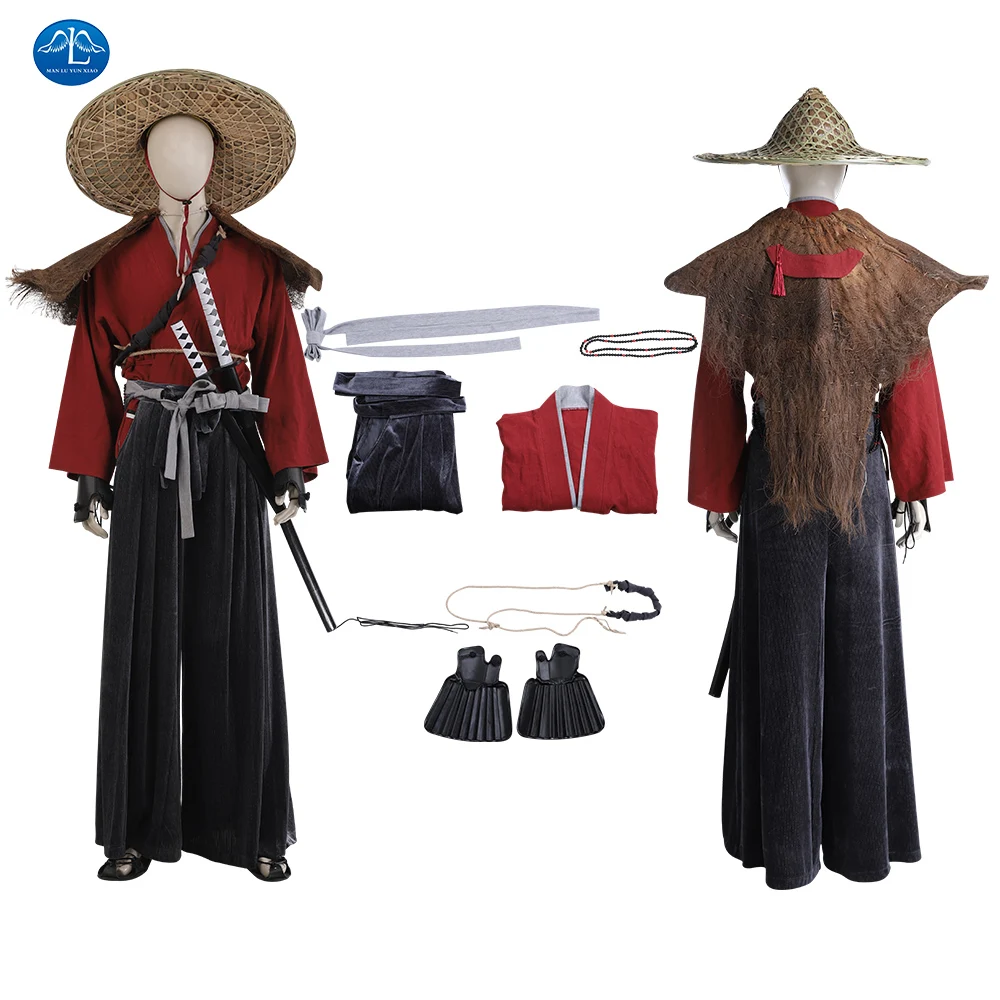 Костюм Джина Сакая из игры Ghost Of Tsushima для косплея, Хэллоуина, вечеринок, японских самураев, мужчин и женщин, накидка-плащ из кокосовой стружки героя.