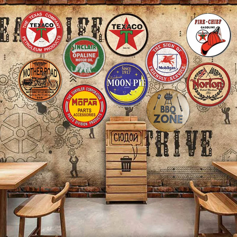 

BBQ Zone Retro Plaque Metal Tin Signs Beer Cafe Bar Pub Signboard Store Wall Decor Vintage Nostalgia Round Plates Wall Posters