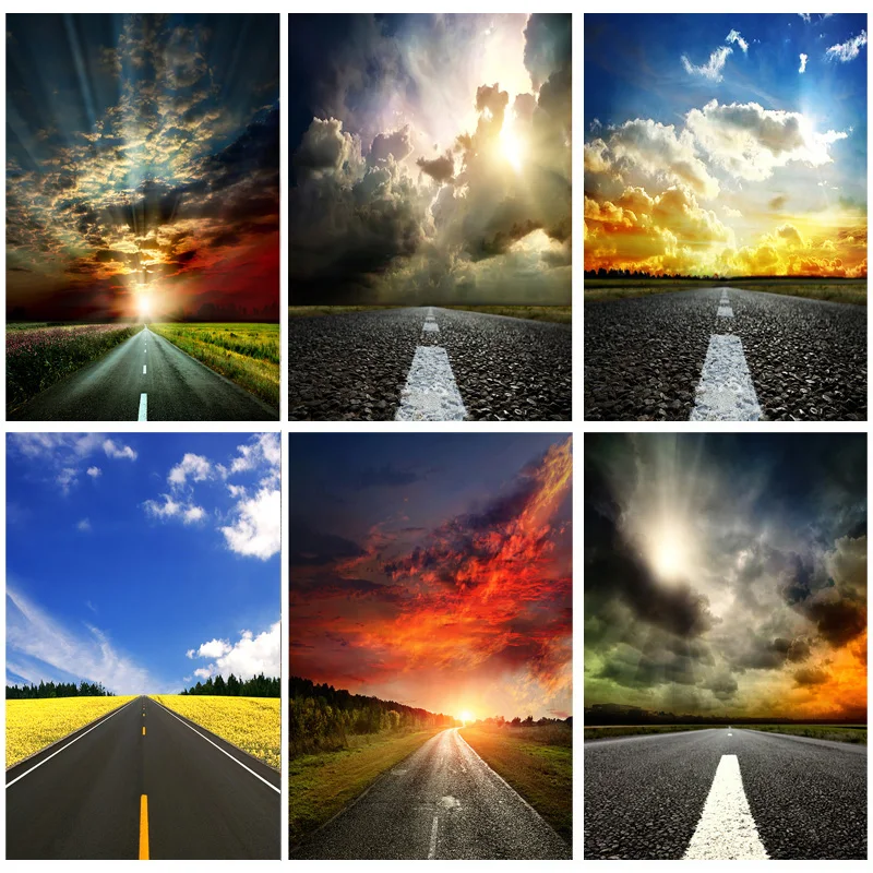 

Highway Natural Scenery Photography Background Travel Landscape Vinyl Photo Backdrops Studio Props 2162 TKGL-01