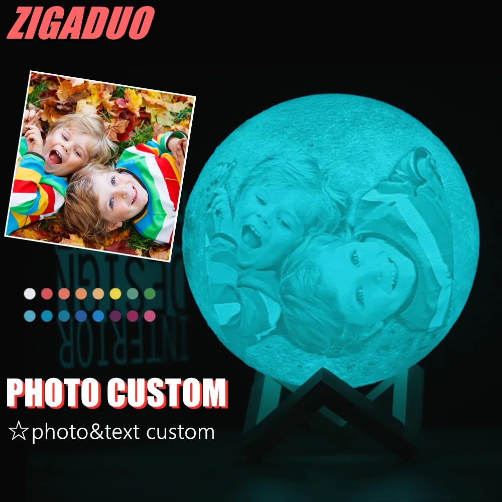 Фото и текст на заказ луна лампа 3D печать Луна Глобус свет касания/пульт