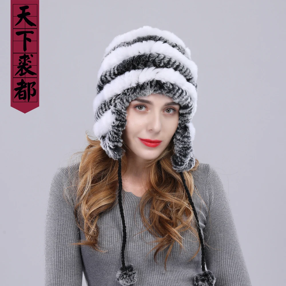 Женская шапка из натурального меха Зимние кролика Рекс лисы российские женские