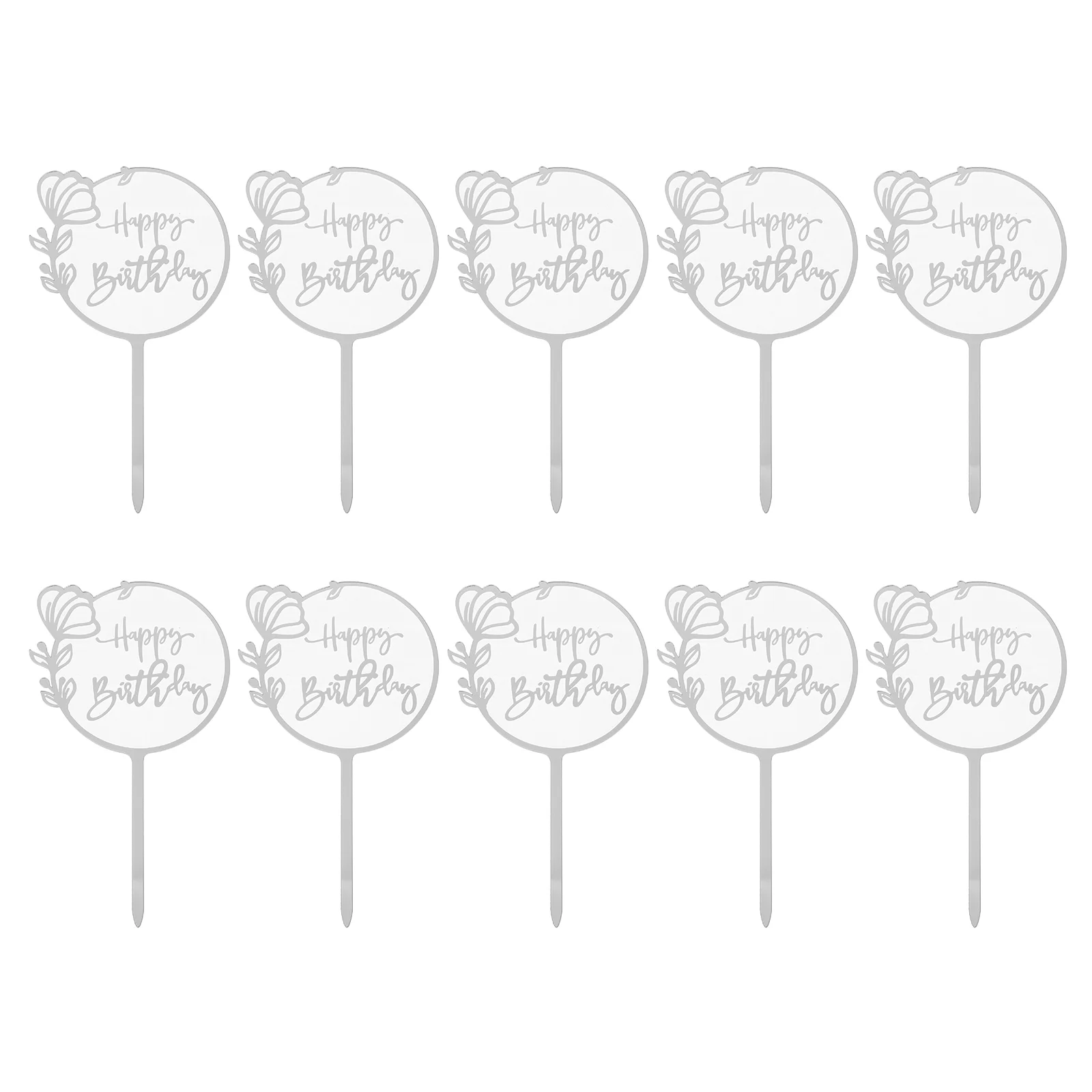 

10Pcs Acrylic Birthday Party Cake Topper Cupcake Decors