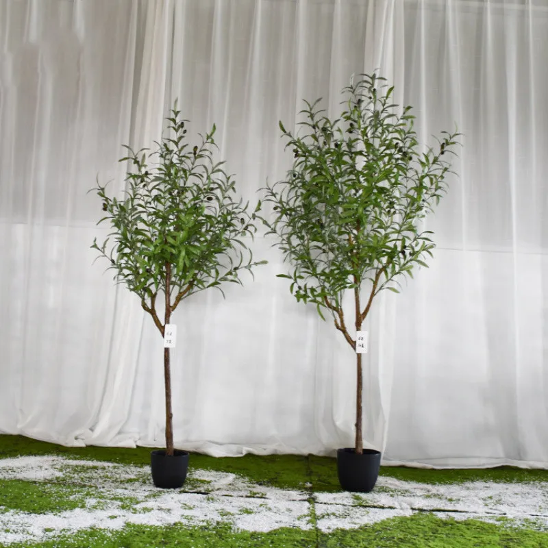 

120cm Big Potted Simulation Olive Tree Fake Plant Artificial Green Bonsai For Home Greening Large Window Shopping Mall Decor