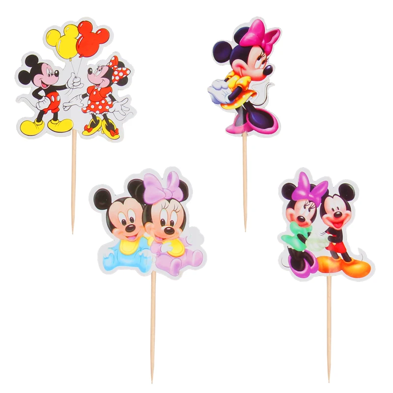 Mickey 24 шт. мультяшный Единорог тематический Топпер для кексов украшения торта украшения для дня рождения Детские вечерние принадлежности для девочек - Цвет: Mickey