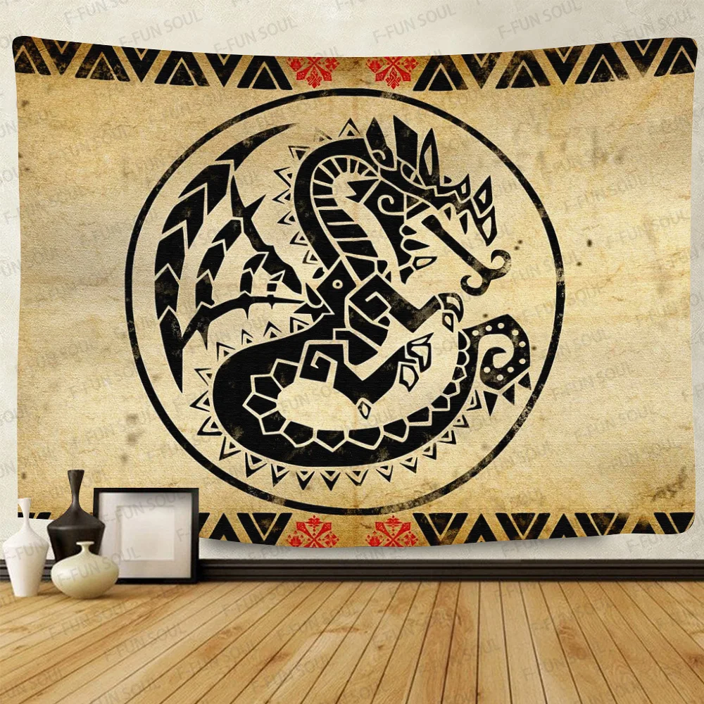 Simsant Viking Белого Волка гобелен древний символ медитации руны художественное