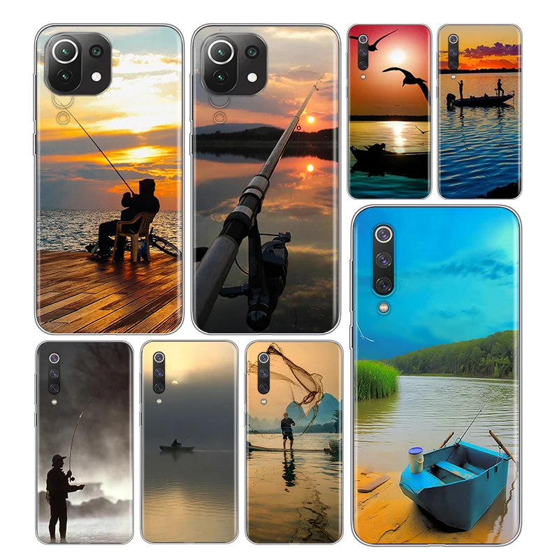 

Fishing Lake Sunset Soft Silicone Coque For Xiaomi Mi Note 11 11T 11i 10i 10T 10 9 9T 9 SE Lite Pro Ultra Phone Case