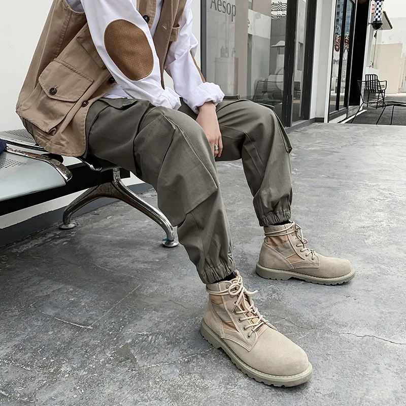 

Autumn New Plus 4xl 5XL Men's Korean Version Large Pocket Cargo Pants Men's Simple Loose Trend Retro Casual Pants Streetwear