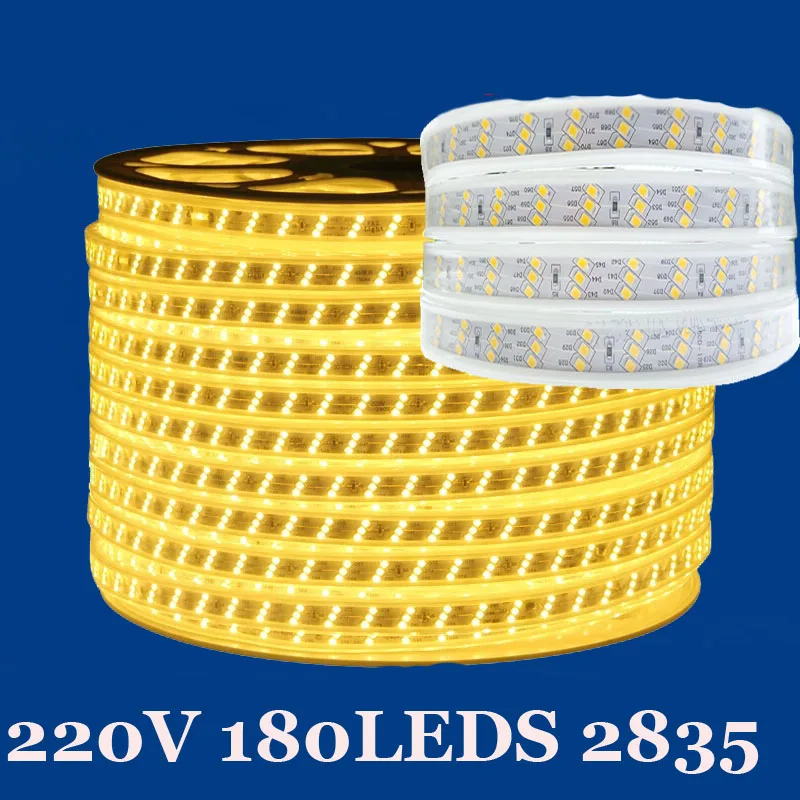 

Fanlive 50m/lot Led Strip Tape Light Ac 220V/230V/240V 2835 SMD IP67 Waterproof Warm White Led Strip Light 180LED/m Garden Lamp