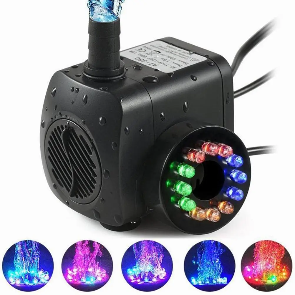 

16W LED Submersible Water Pump Fountain Pump Firm Low Noise With Light Fountain Pumps For Aquarium Pool Garden Home Outdoor