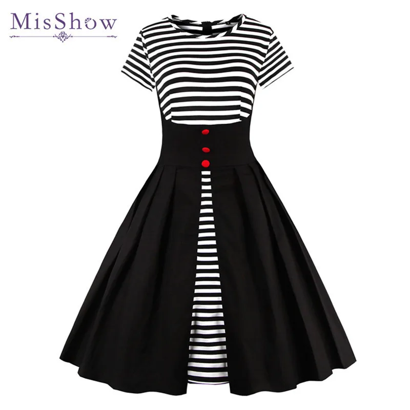 Свинг рокабилли лоскутное Хлопковое платье оверсайз в мини юбке и два