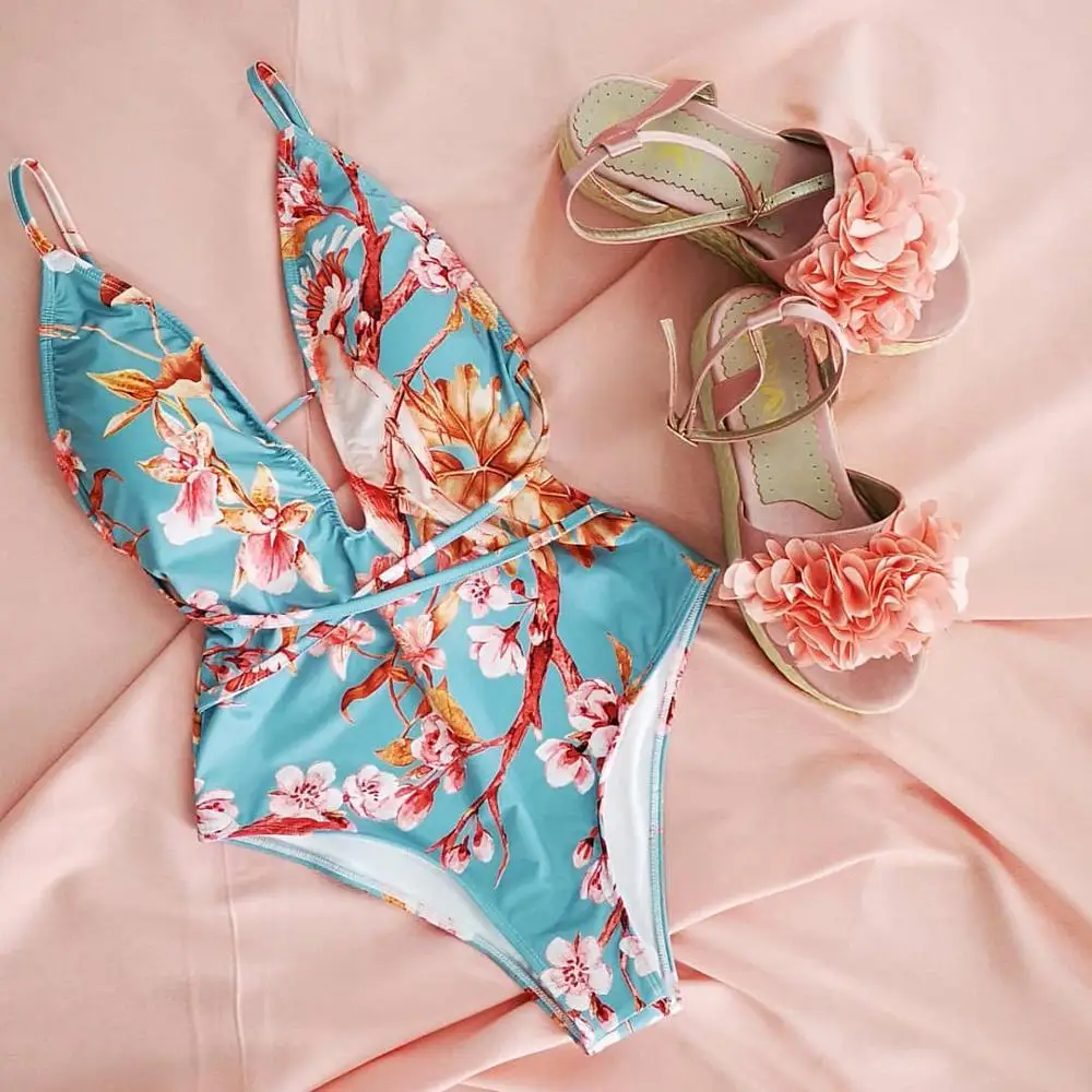 Купальник женский сплошной монокини с открытой спиной|Комбинезоны| |