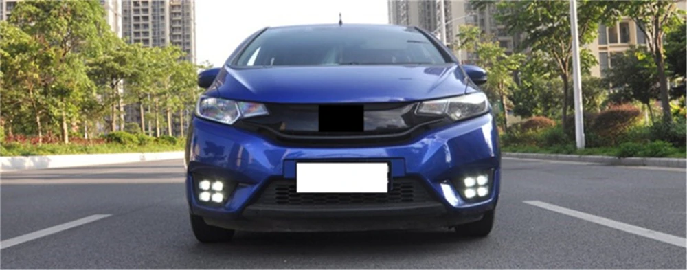 CSCSNL 1 Set LED Car DRL Daytime Running Lights With Turn Yellow Signal 12V ABS Fog Light For Honda JAZZ Fit