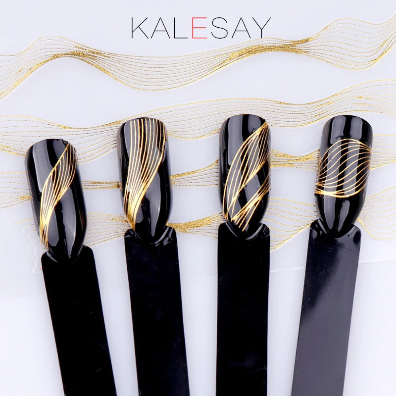 Новый дизайн маникюра украшение золотые 3D наклейки для ногтевого дизайна